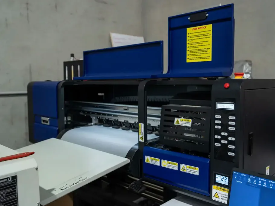 DTF printer and transfer film in the HTG Group workshop
