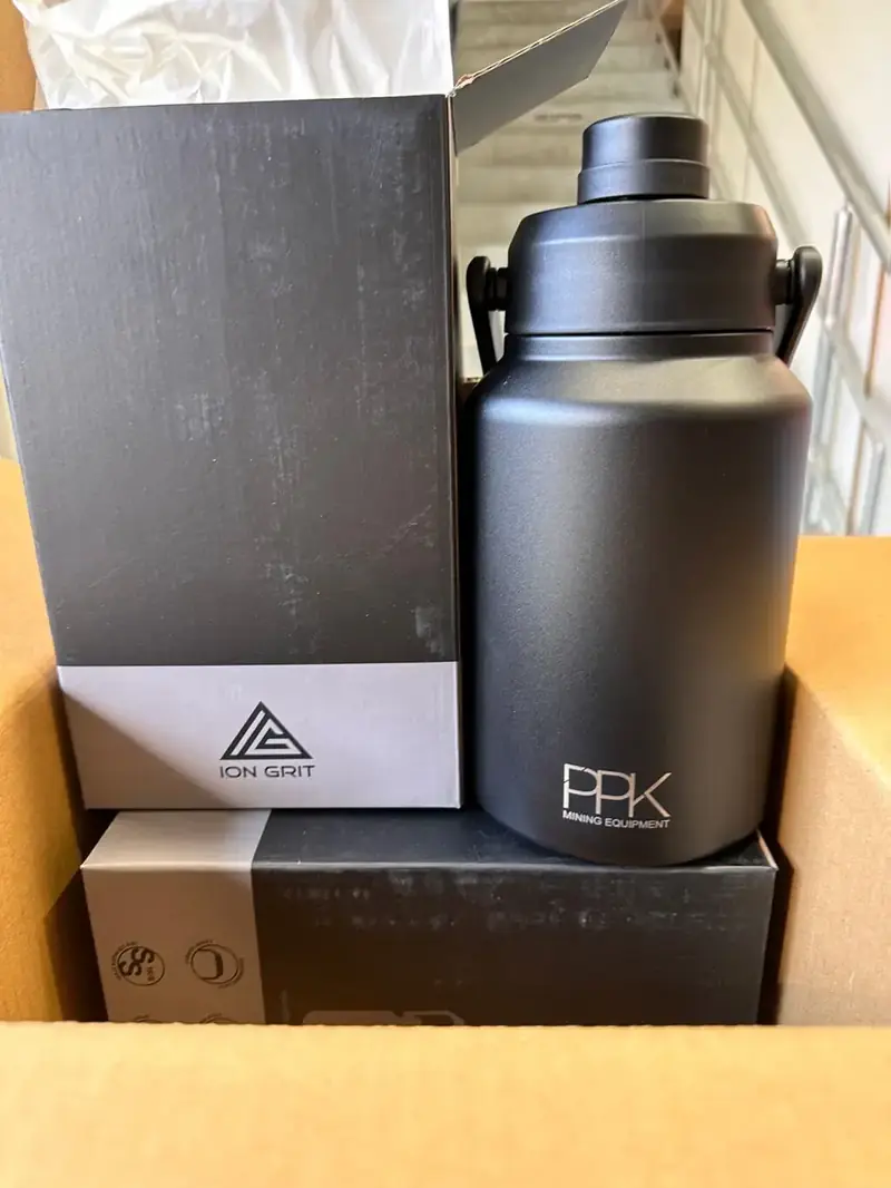 Branded stainless drink bottle in its box